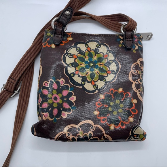 Fossil Key-Per Cross Body Purse Floral Autumn Colors Organized - Picture 4 of 13